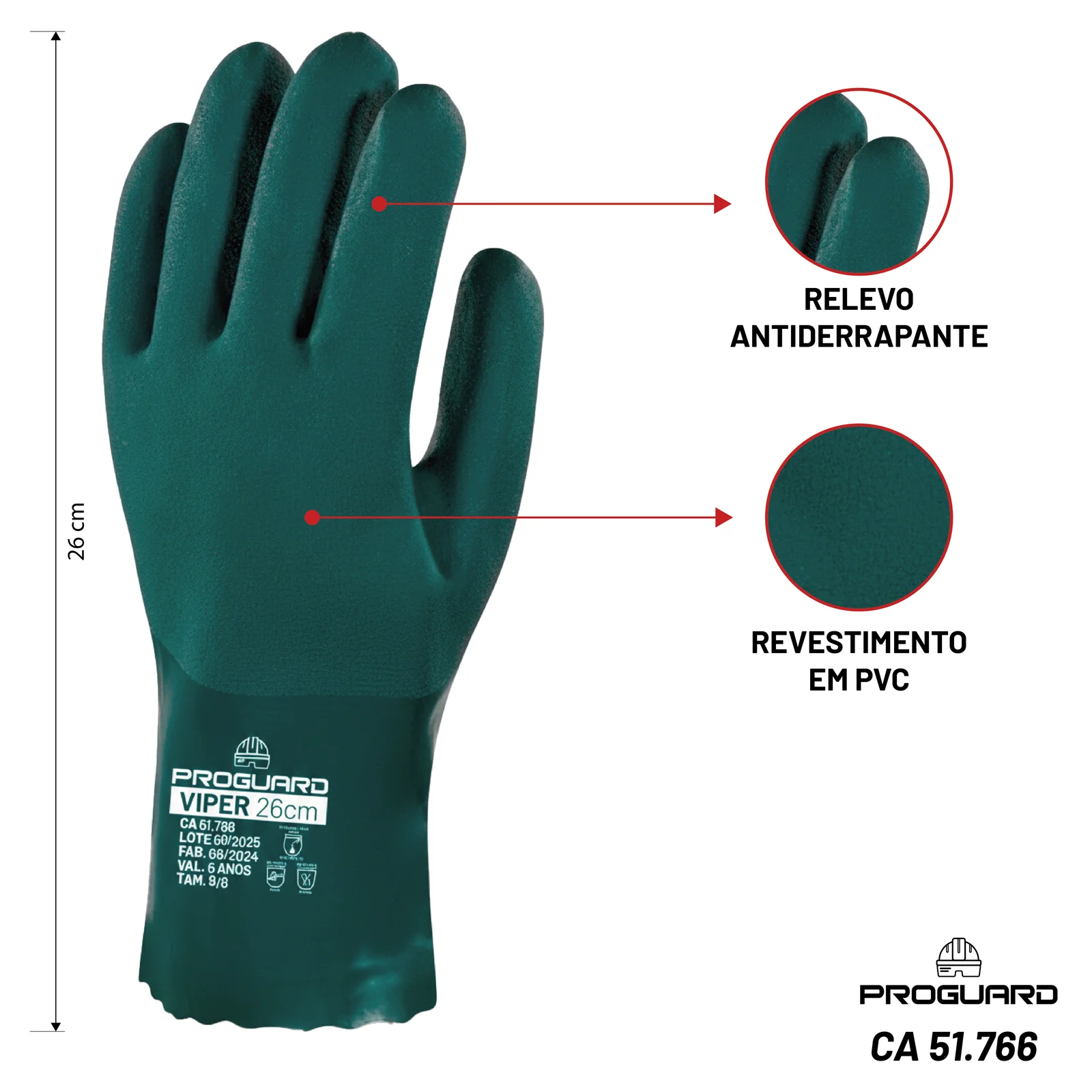PROGUARD - Luva PVC VIPER - Vista Frontal